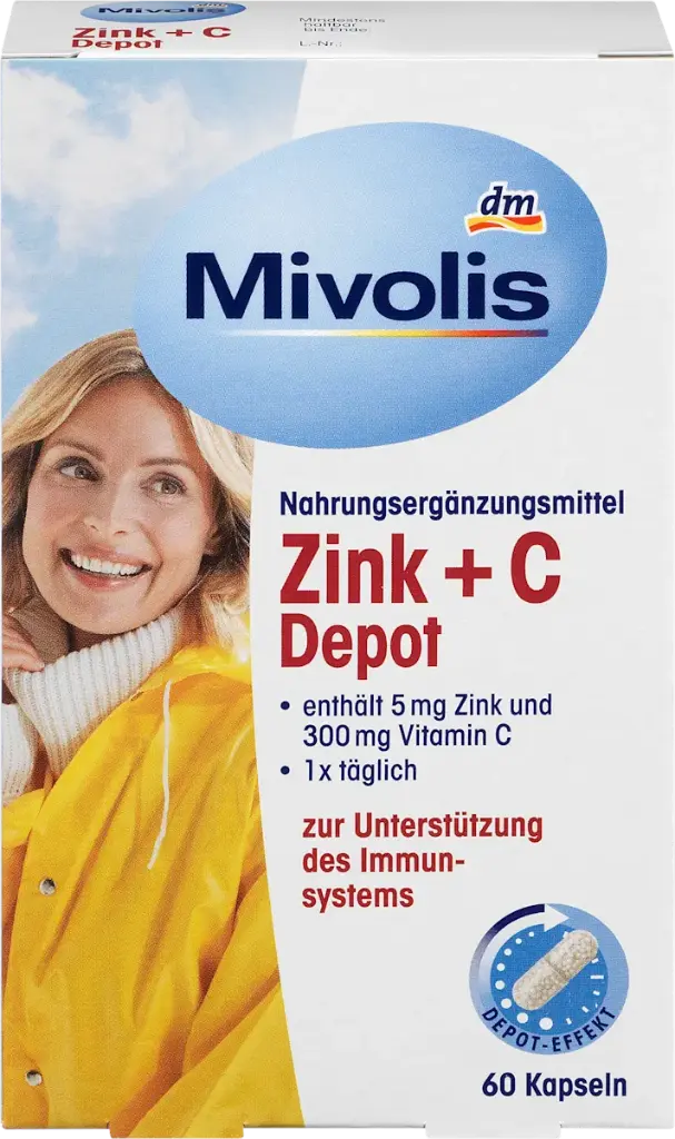 Capsules Depot Zinc + C 60 pièces, 38 g Complément alimentaire