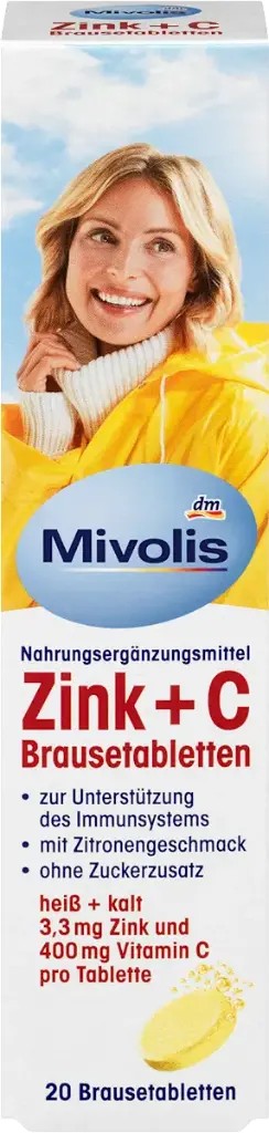 Comprimés effervescents Zinc + C, 20 pièces, 82 g Complément alimentaire