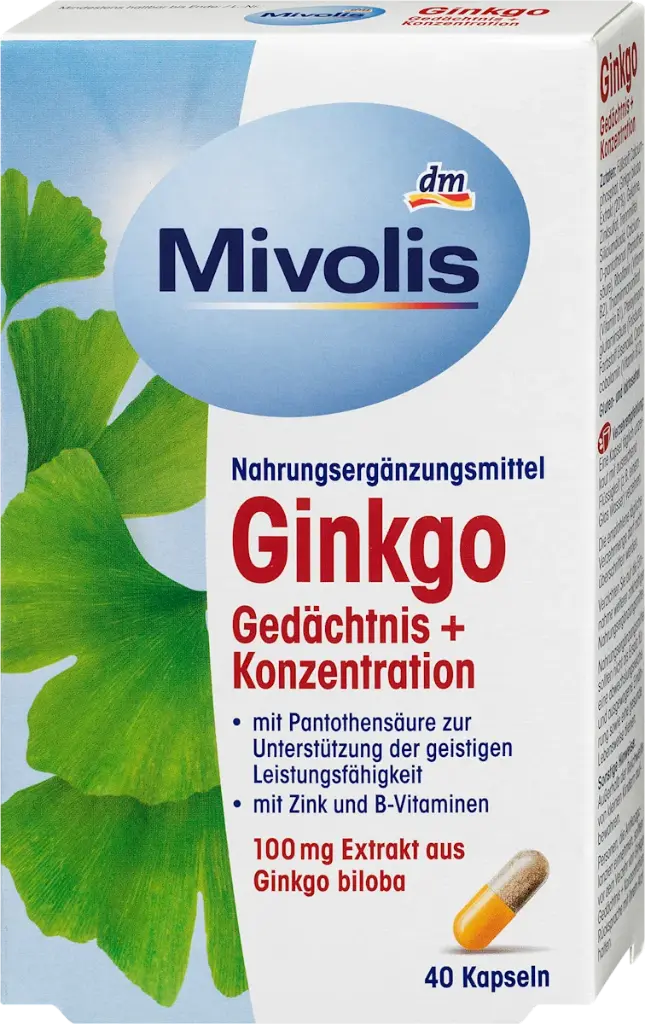Ginkgo Mémoire + Concentration Capsules, 40 pièces, 20 g Complément alimentaire