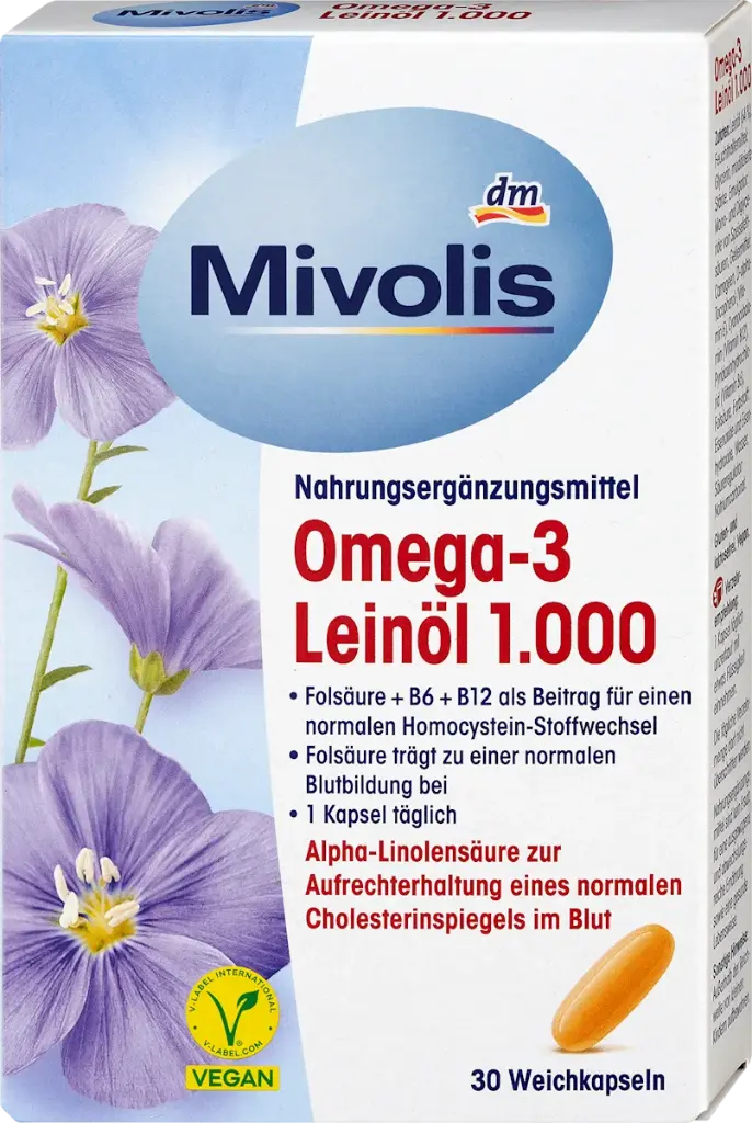 Omega-3 Huile de lin 1000, 30 pièces, Complément alimentaire