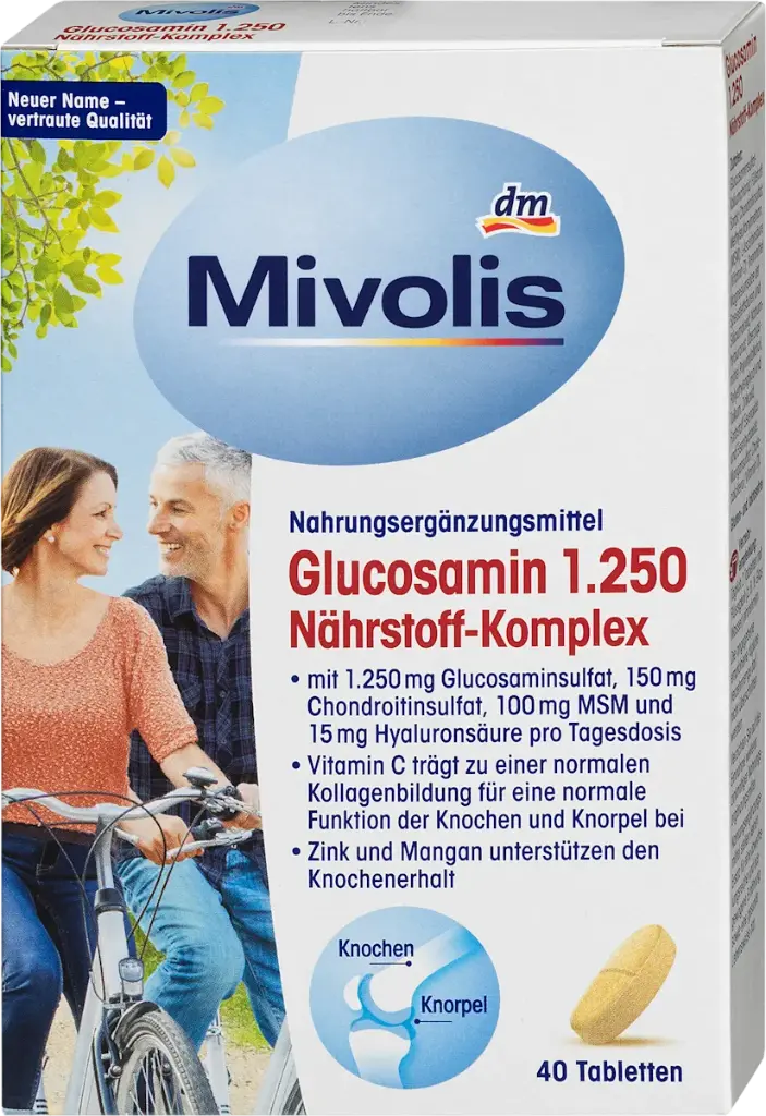 Glucosamine 1.250 Complexe de nutriments, 40 pièces, 66 g Complément alimentaire