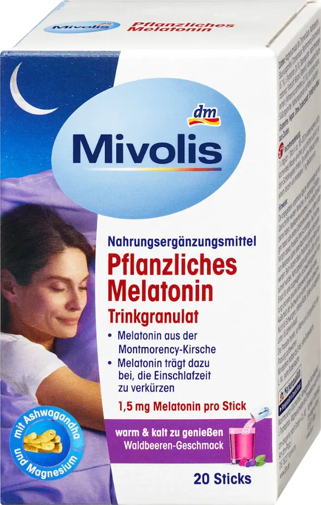 Granulat à boire de Mélatonine végétale, 20 pièces, 44 g Complément alimentaire