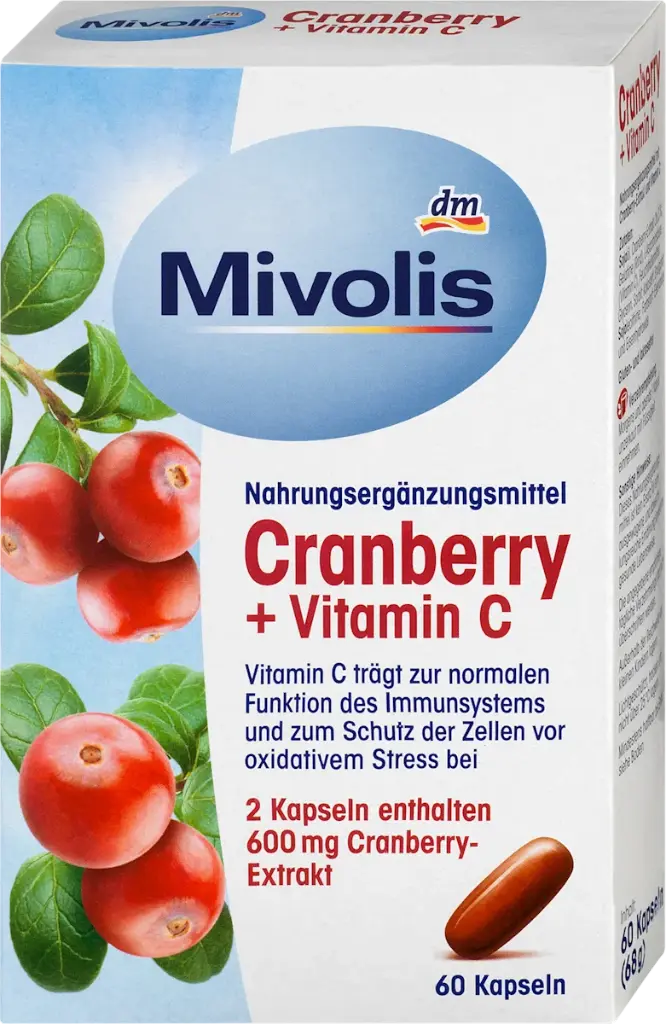 Cranberry + Vitamine C Capsules, 60 pièces, 68 g, Complément alimentaire