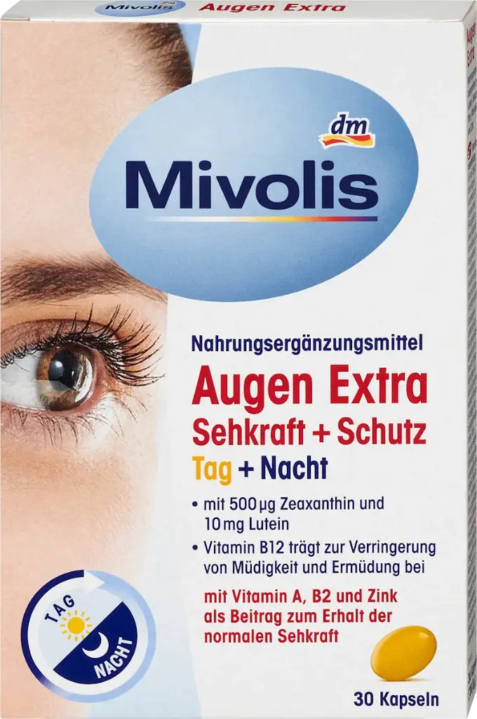 Augen Extra Sehkraft + Protection, Jour + Nuit, Capsules, 30 pièces, 28,8 g, Complément alimentaire