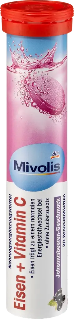 Comprimés effervescents de Fer + Vitamine C, 20 pièces, 82 g, Complément alimentaire