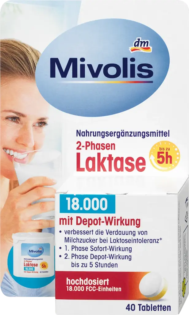 Laktase 18000 2-Phasen Comprimés 40 pièces, 20 g Complément alimentaire