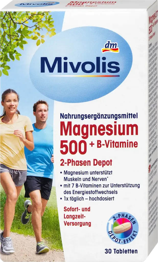 Magnésium 500 + Vitamines B 2-Phases Dépôt, Comprimés 30 pièces, 45 g Complément alimentaire