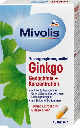 Ginkgo Mémoire + Concentration Capsules, 40 pièces, 20 g Complément alimentaire