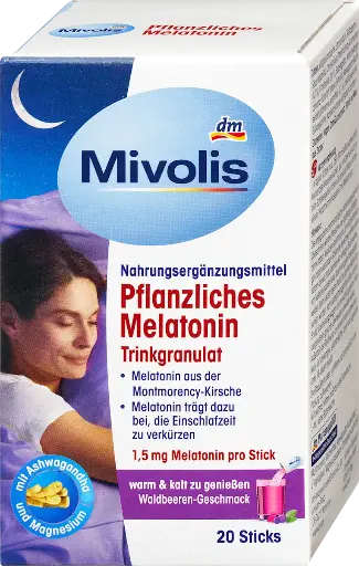 Granulat à boire de Mélatonine végétale, 20 pièces, 44 g Complément alimentaire