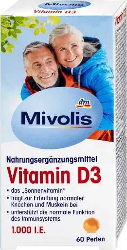Perles de vitamine D3 1000 I.E. 60 pièces, 13,3 g, Complément alimentaire