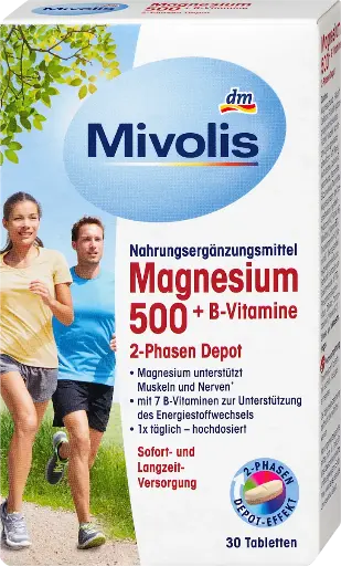 Magnesium 500 + B-Vitamines 2-phases depot, comprimés 30 pièces, 45 g, Complément alimentaire