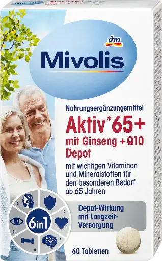 Activ 65+ avec Ginseng + Q10 Depot 60 pièces, 51 g, Complément alimentaire