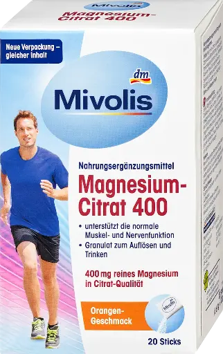 Magnésium-Citrate, Granules 20 sticks, 120 g Complément alimentaire