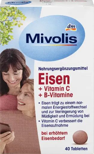 Iron + Vitamin C + B-Vitamins, Comprimés, 40 pièces, 25 g Complément alimentaire