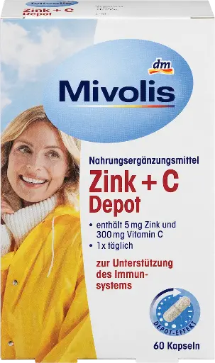 Capsules Depot Zinc + C 60 pièces, 38 g Complément alimentaire