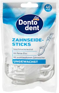 Bâtonnets de fil dentaire non cirés avec étui, 40 pièces